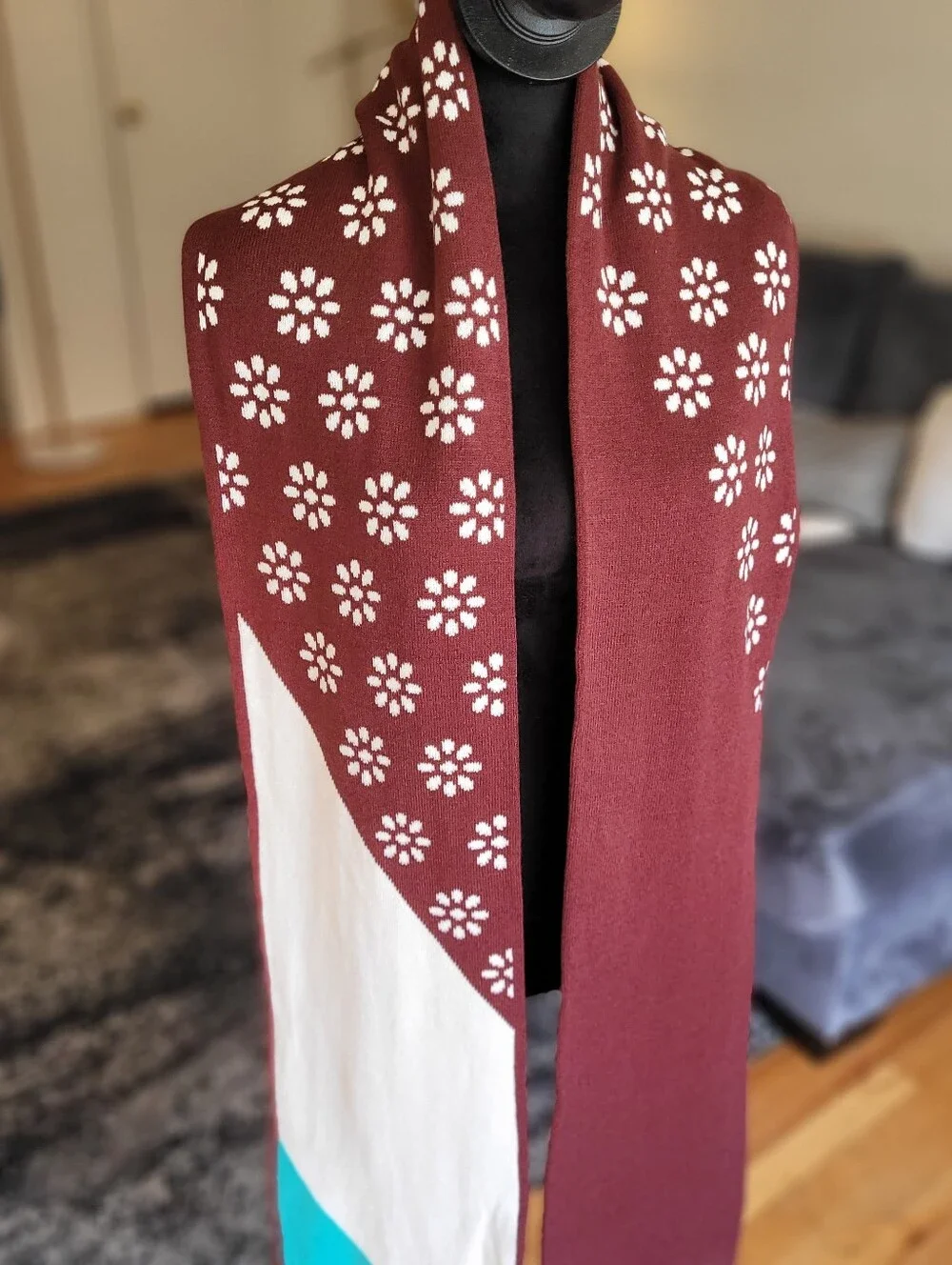 Free People Movement Big League Reversible Scarf mahogany Maroon and Aqua Teal